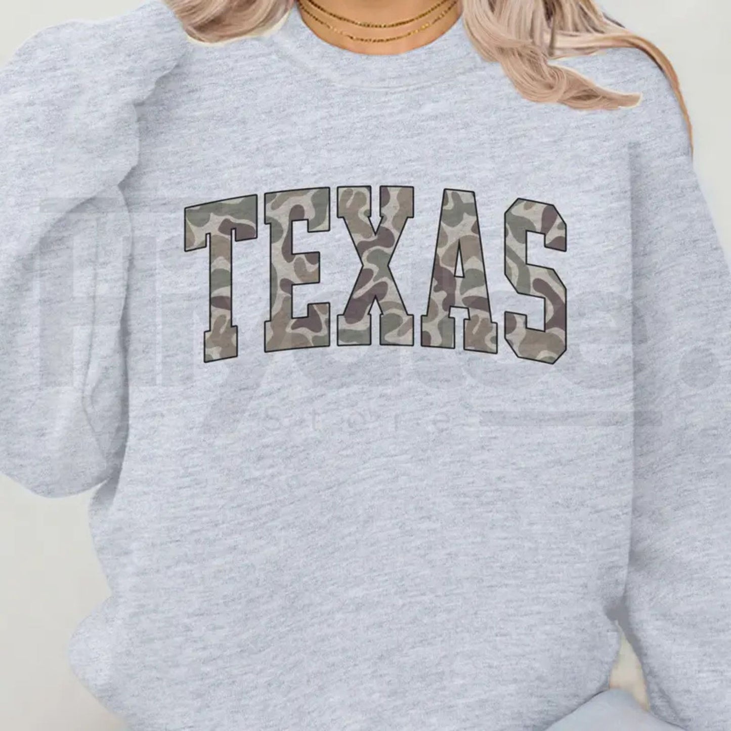 Camo State Sweatshirt – Duck Camo Varsity State Name Crewneck, Vintage College Game Day Pullover