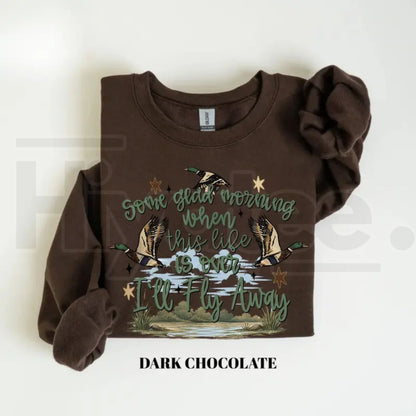 I’ll Fly Away Sweatshirt – Christian Duck Hunting Graphic Crewneck, Western Jesus Faith Gildan Pullover