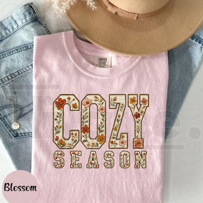 Floral Cozy Season Comfort Colors Shirt Trendy Fall Tee Gift for Her