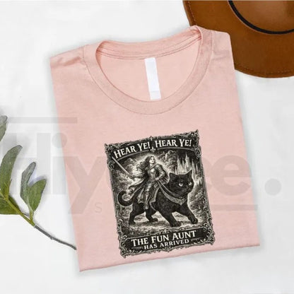 Comfort Colors Fun Aunt Knight Riding Black Cat T-Shirt