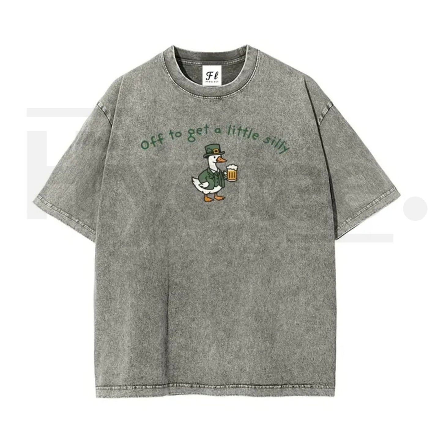 Unisex “Off to Get a Little Silly” Vintage Washed T-Shirt – Shamrock St. Patrick’s Day Graphic Tee