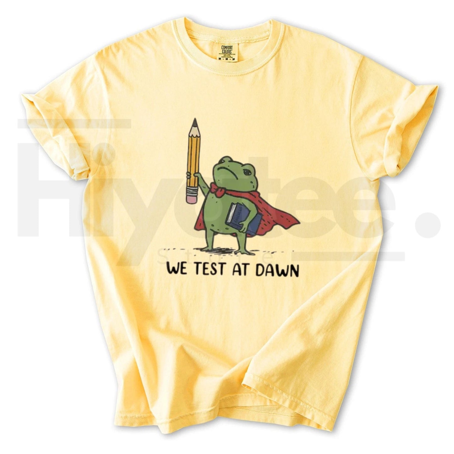 Comfort Colors® We Test At Dawn Funny Teacher Frog Shirt – Exam Day Humor Tee