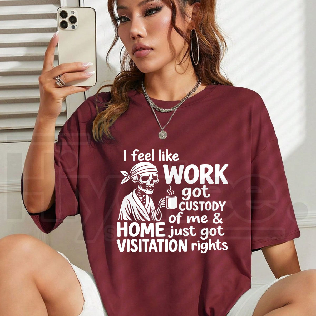 Funny Work Life Skeleton Coffee T-Shirt – Sarcastic Workplace Humor Graphic Tee