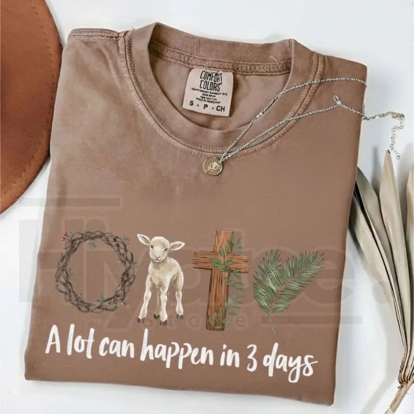 Easter Christian Shirt Comfort Colors® Crimson Tee – A Lot Can Happen in 3 Days Religious Graphic T-Shirt, Resurrection Sunday Gift