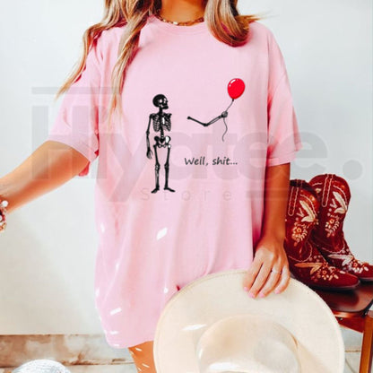 Funny Skeleton Balloon T-Shirt – Dark Humor Halloween Graphic Tee