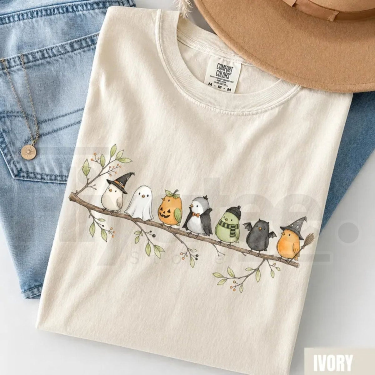 Comfort Colors Halloween Birds on a Branch Spooky Tee