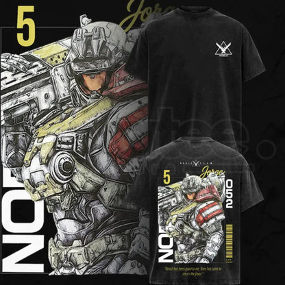 Noble Team V3 Halo Reach Double Printed Acid Washed Tee – Vintage Gaming Graphic T-Shirt