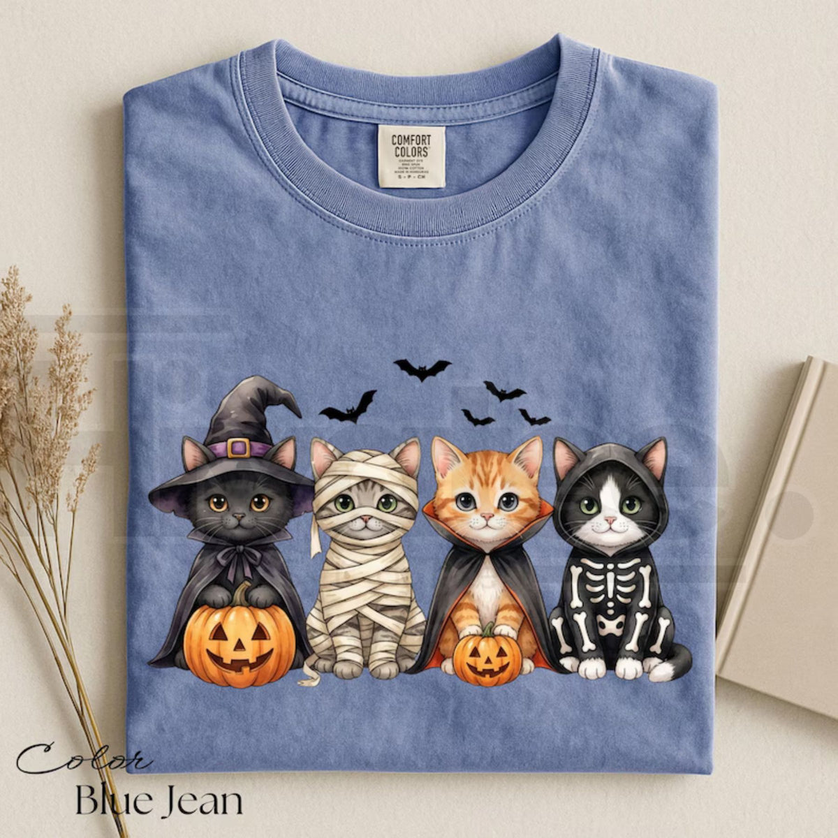 Comfort Colors Halloween Cat Pumpkin Spooky Graphic Tee