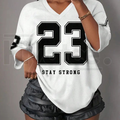 Y2K Retro Mesh Breathable Sports Jersey V-Neck T-Shirt