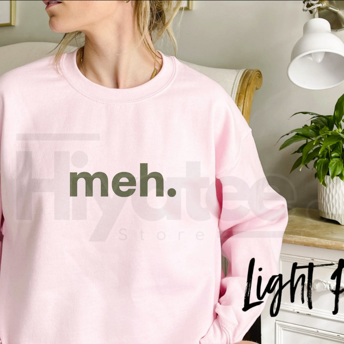 Meh Sweatshirt – Funny Sarcastic Graphic Crewneck, Minimalist Relatable Pullover