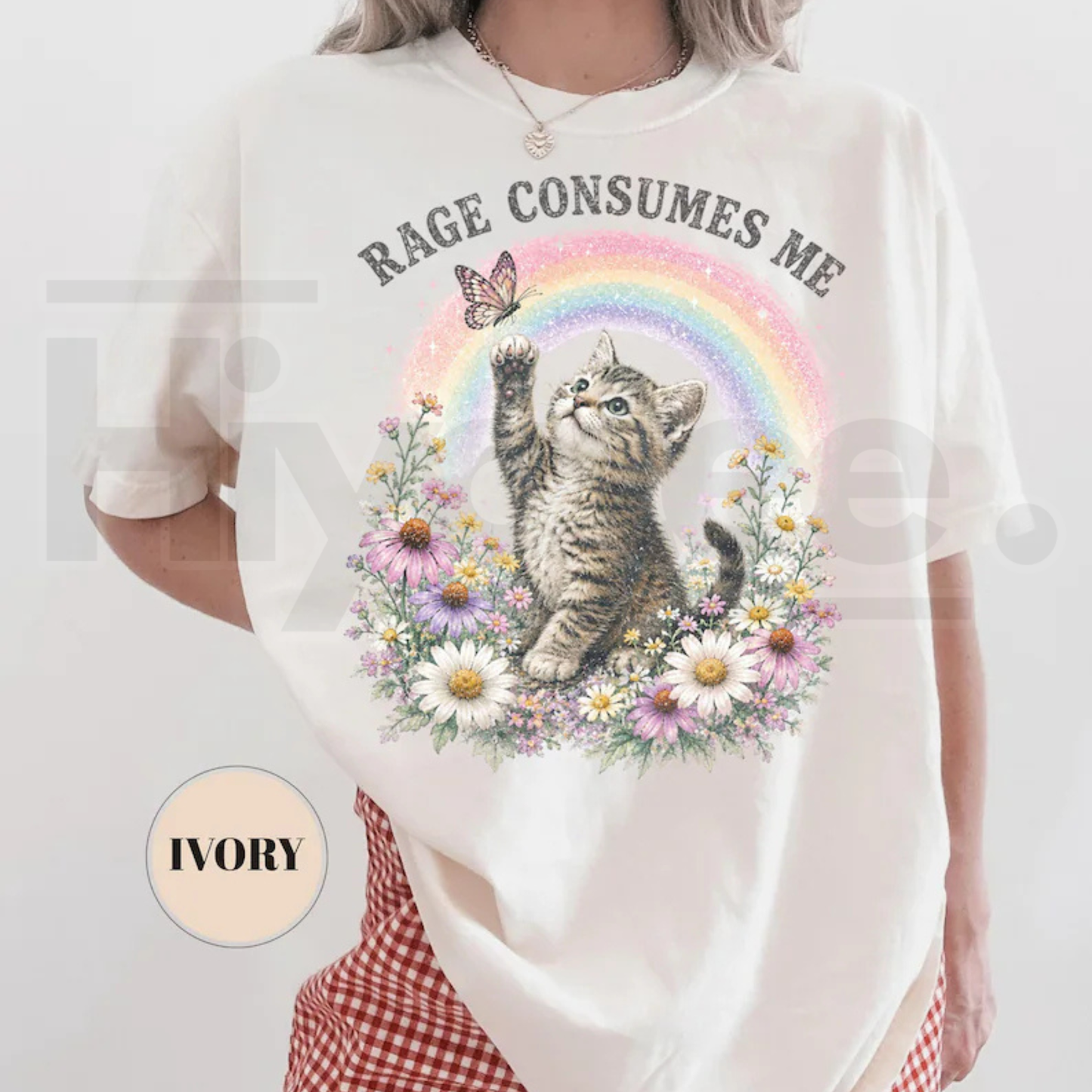 Vintage Rage Consumes Me T-Shirt Funny Cat Comfort Colors Tee Ironic Meme Top