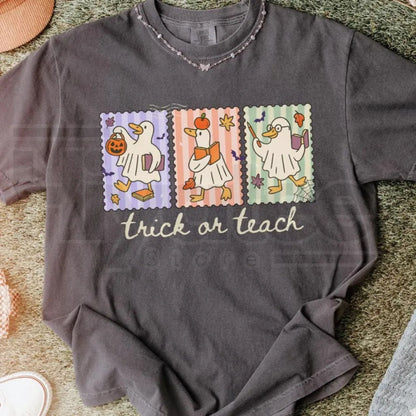 Funny Teacher Goose Halloween Comfort Colors Shirt Cute Ghost Elementary Tee