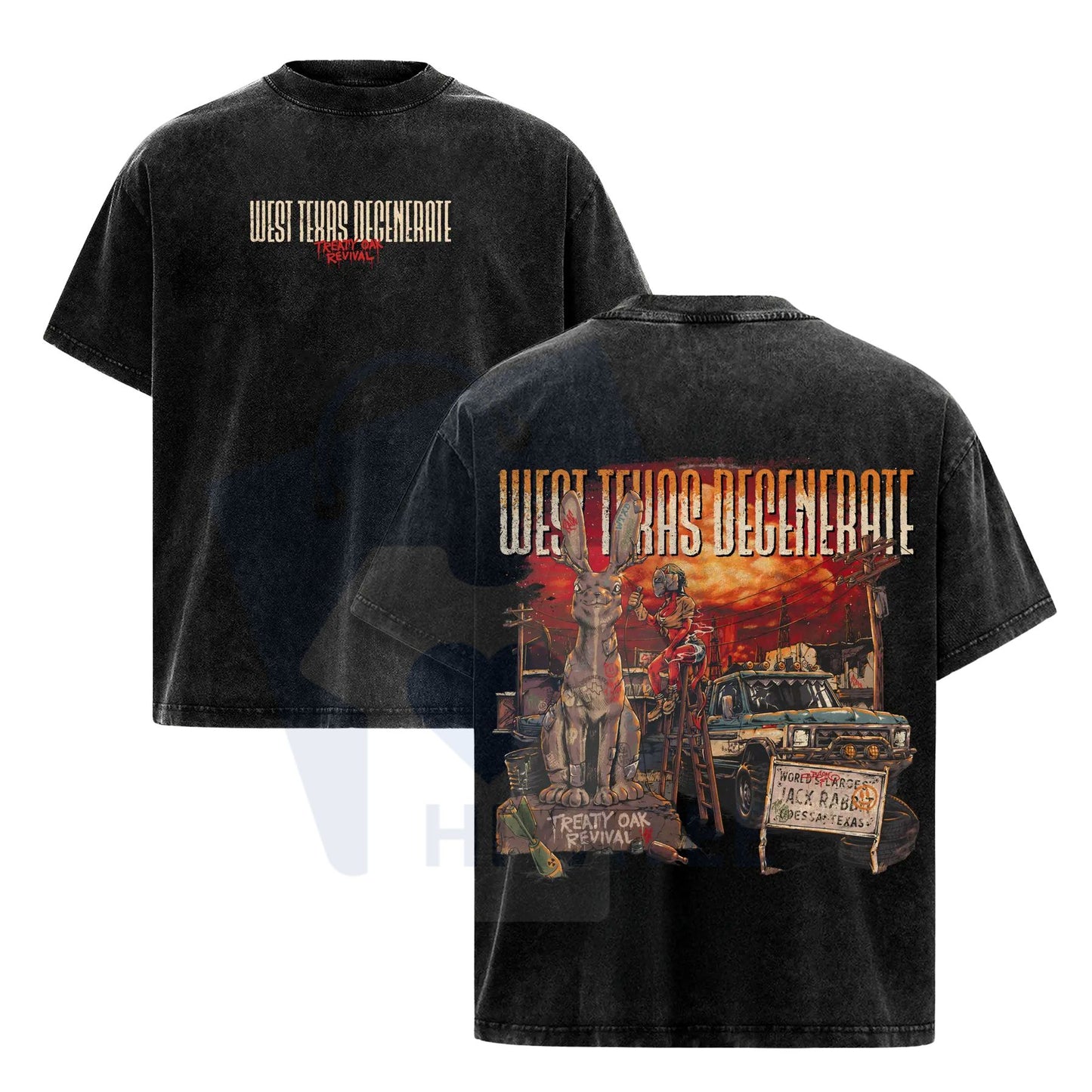 Treaty Oak Revival "West Texas Degenerate" T-Shirt – Acid Wash Oversize Country Rock Tee