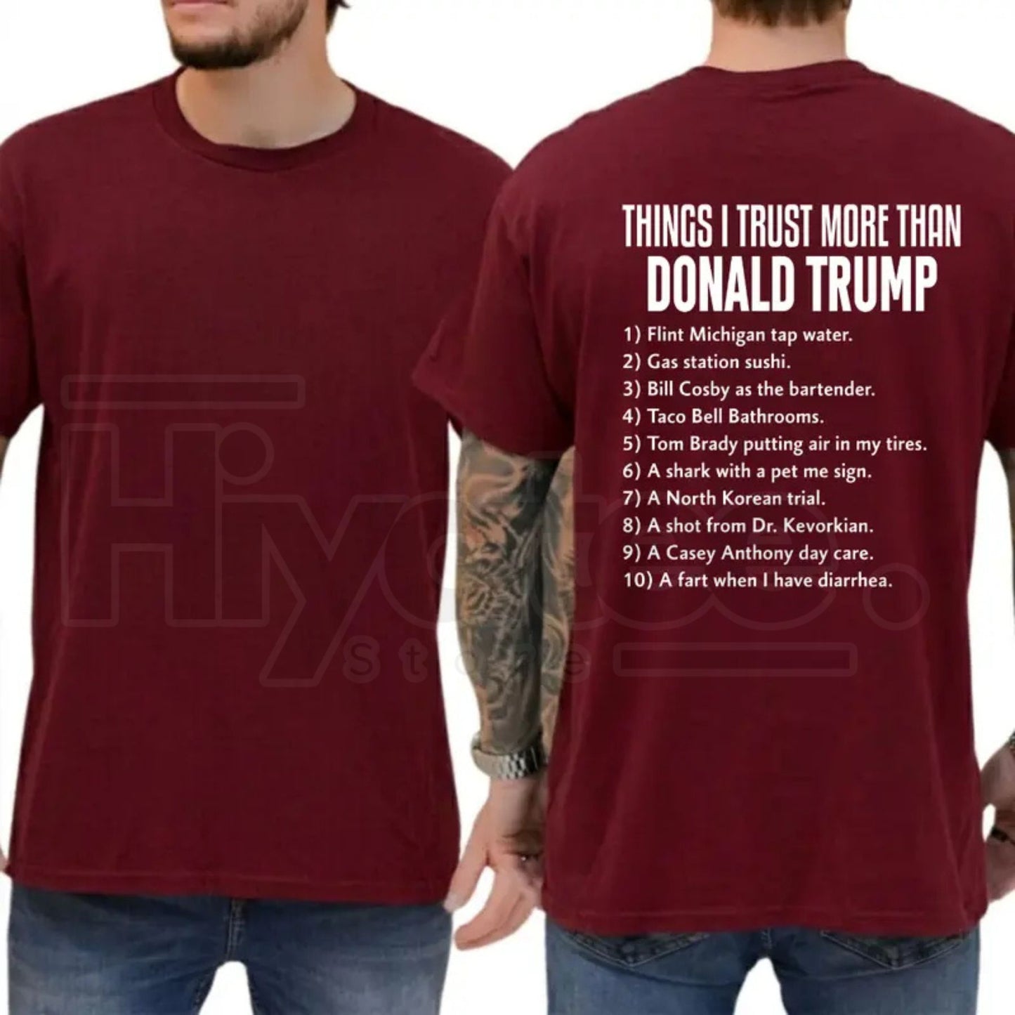 Things I Trust More Than Donald Trump T-Shirt – Funny Democrat Liberal Tee, Sarcastic Anti-Trump 8647 Political Graphic Shirt