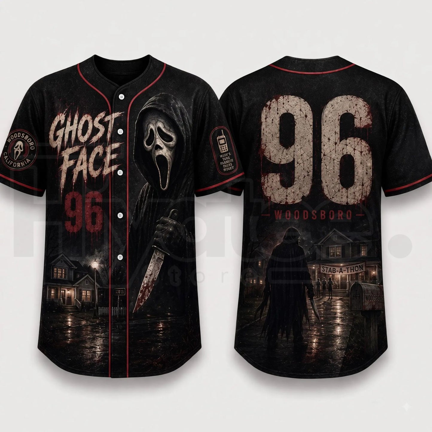 Horror Slasher Baseball Jersey – Gothic Halloween Dark Character Graphic Shirt