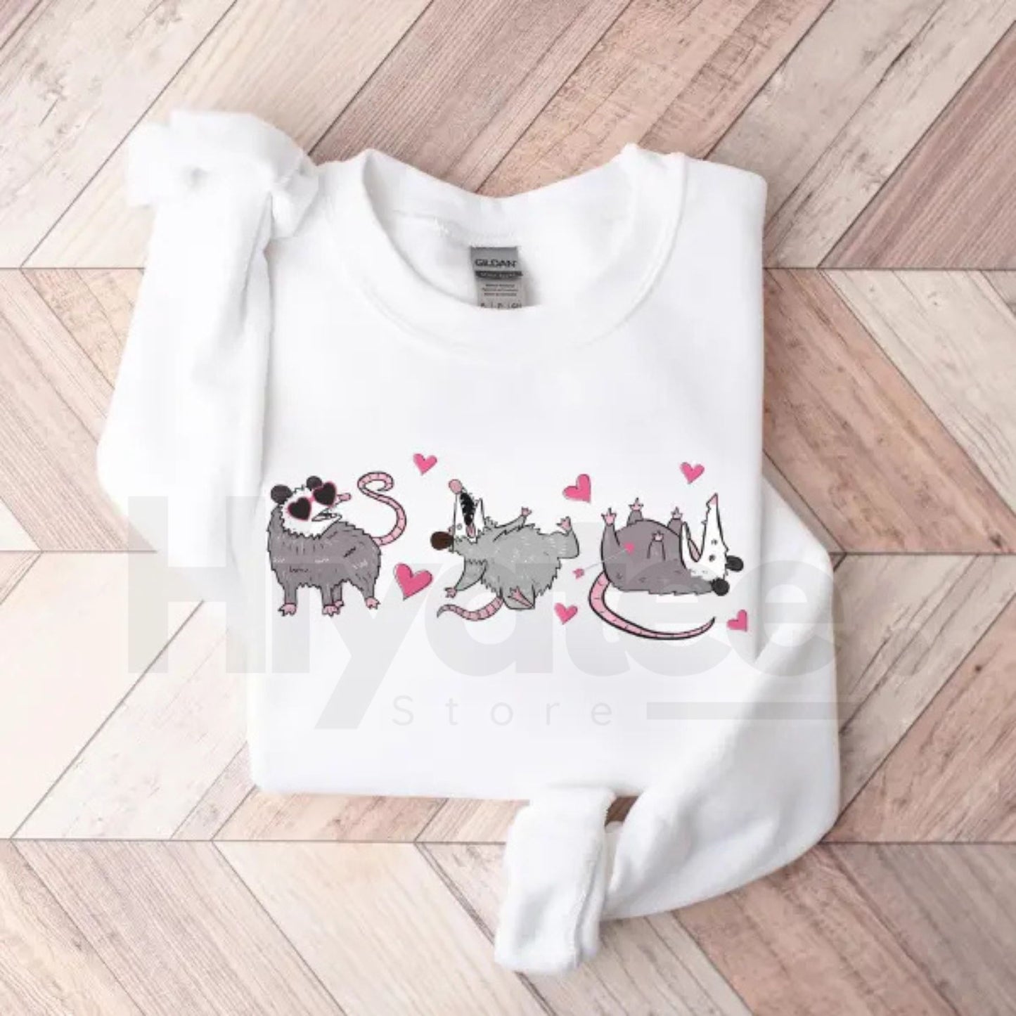 Funny Possum Valentine Sweatshirt: Cute Opossum Love Heart Crewneck Gift