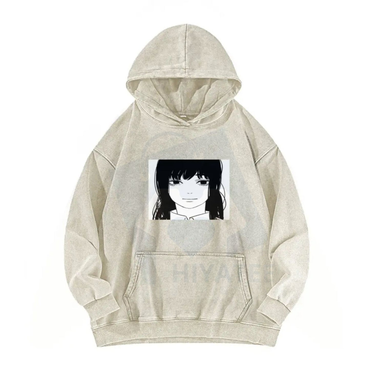 Asa Stare Chainsaw Man Washed Hoodie – Fun Anime Reference, Vintage Streetwear Gift
