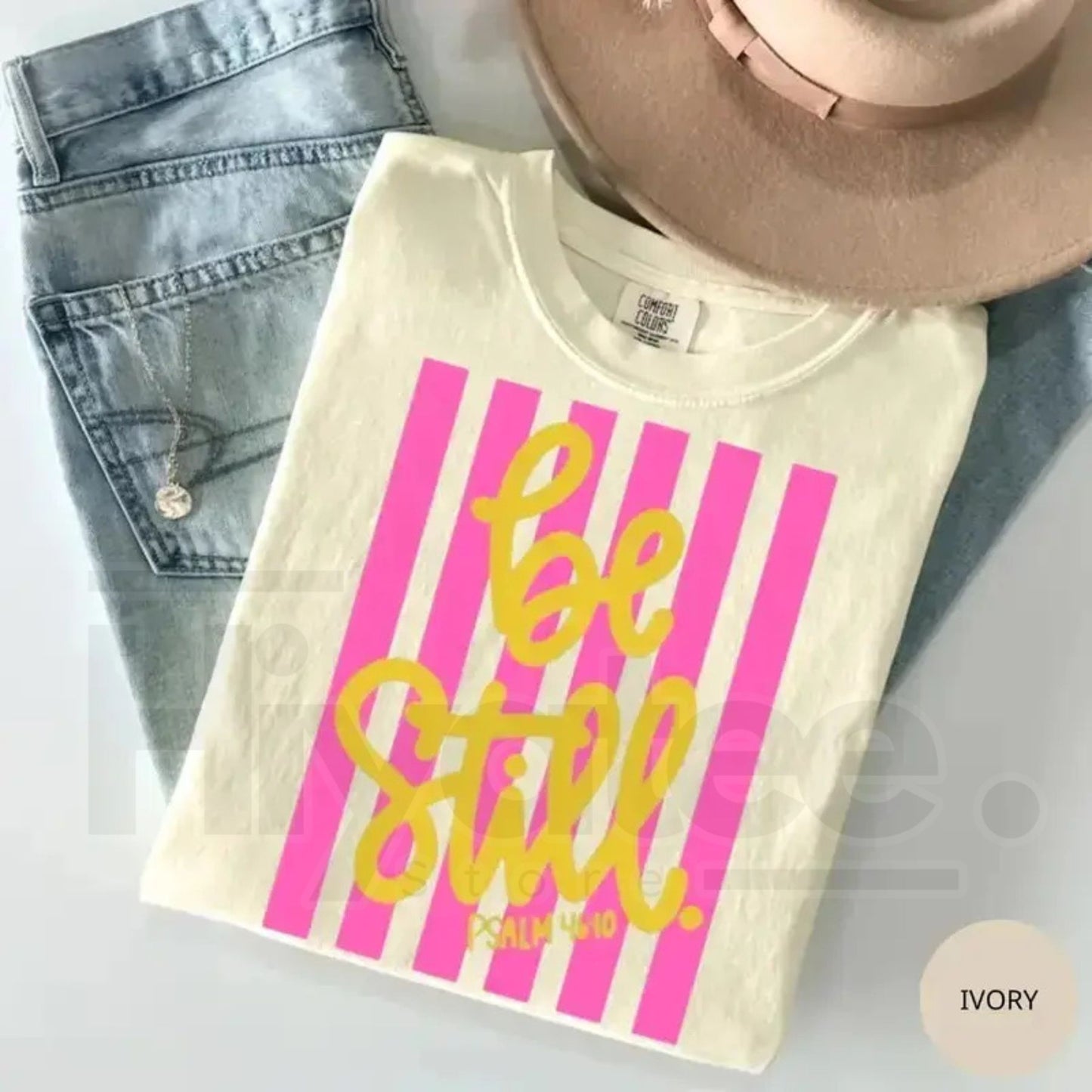 Comfort Colors® Be Still Shirt – Girly Pink Stripes Coquette Aesthetic Faith Tee
