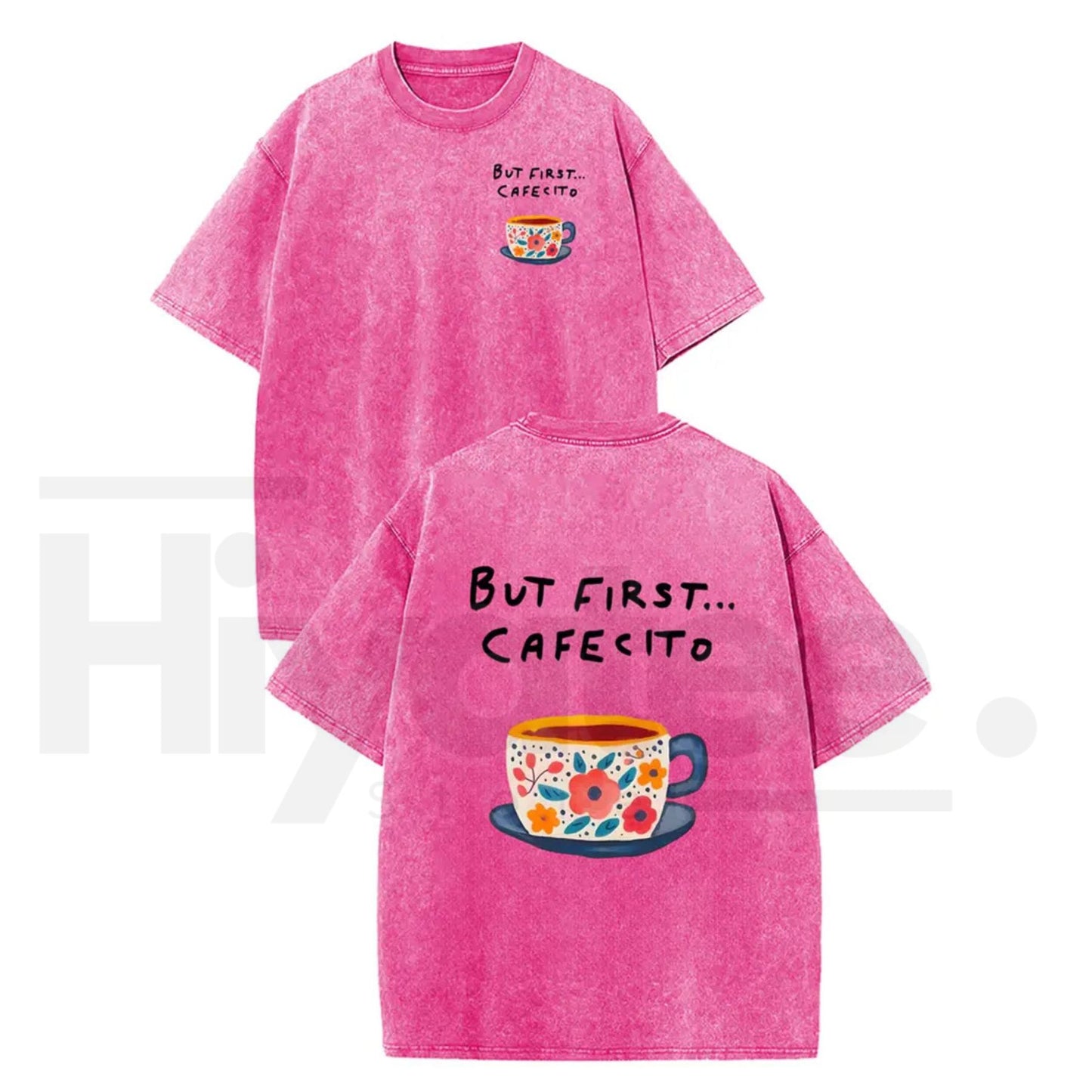 Women's Vintage Acid Washed Coffee Graphic T-Shirt – Casual Thanksgiving Drop Shoulder Top