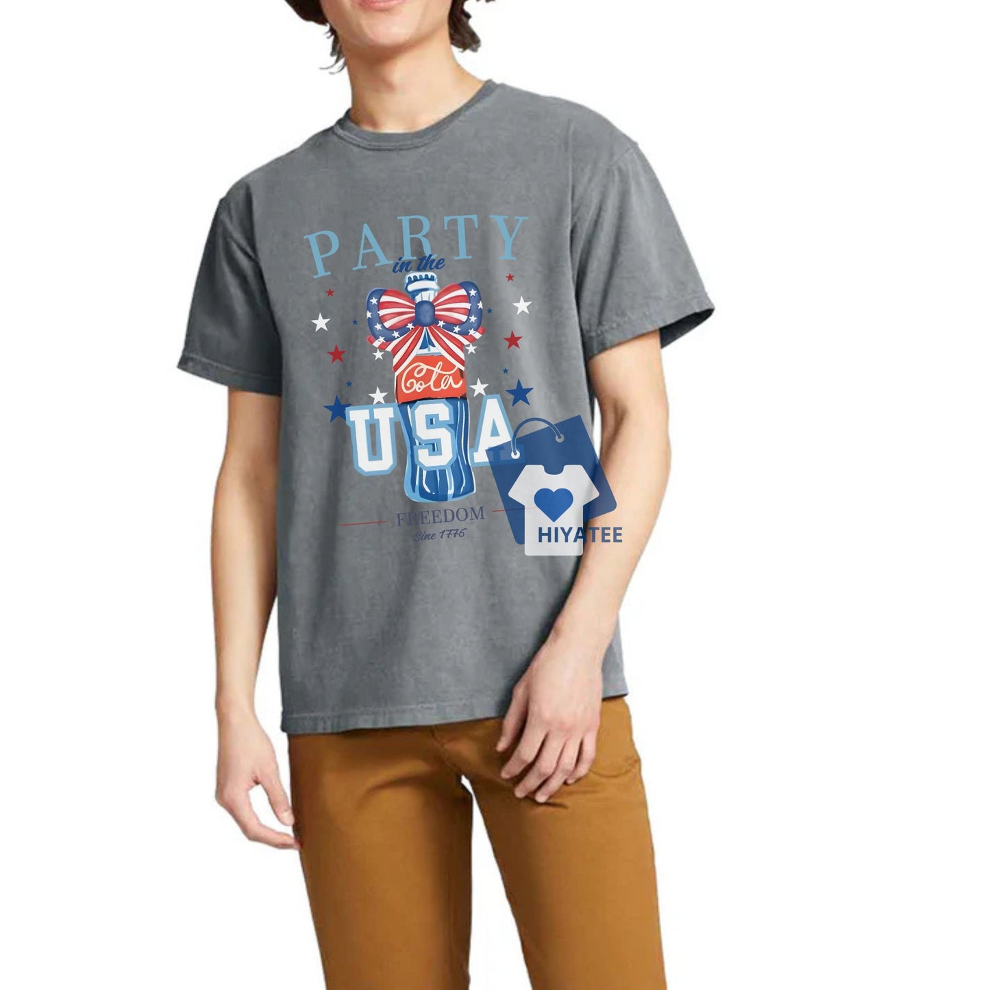 Party in the USA Cola T-Shirt – Vintage Granite Comfort Colors Tee