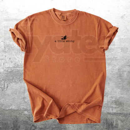 Witch Halloween Shirt A Little Witchy Spooky Season Trendy Oversize Tee