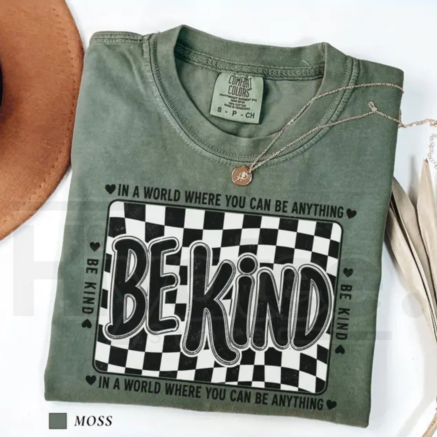 Comfort Colors Checkered Be Kind Shirt Retro Motivational Teacher Tee