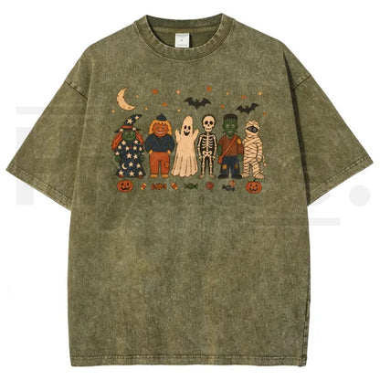 Unisex Halloween Spooky Squad Vintage Washed T-Shirt