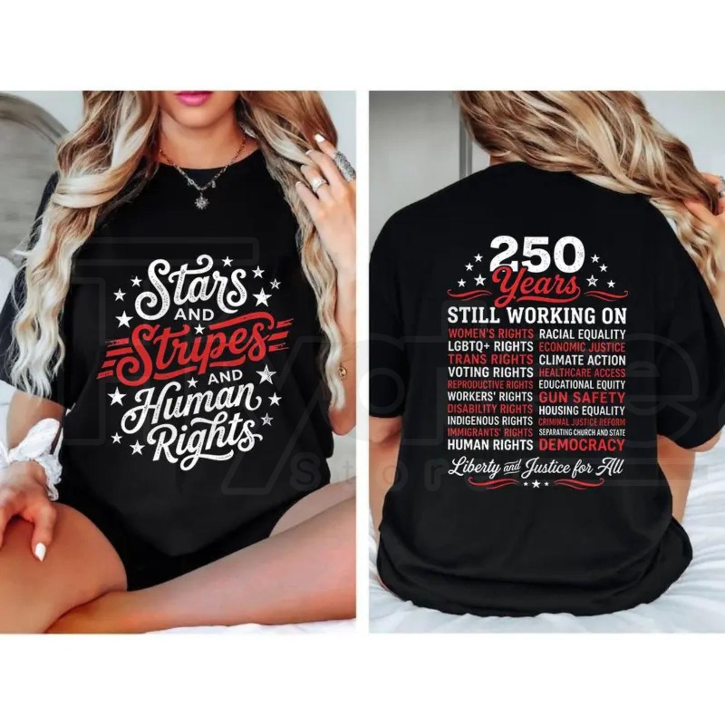 Stars and Stripes And Human Rights T-Shirt – 250 Years America Social Justice Graphic Tee