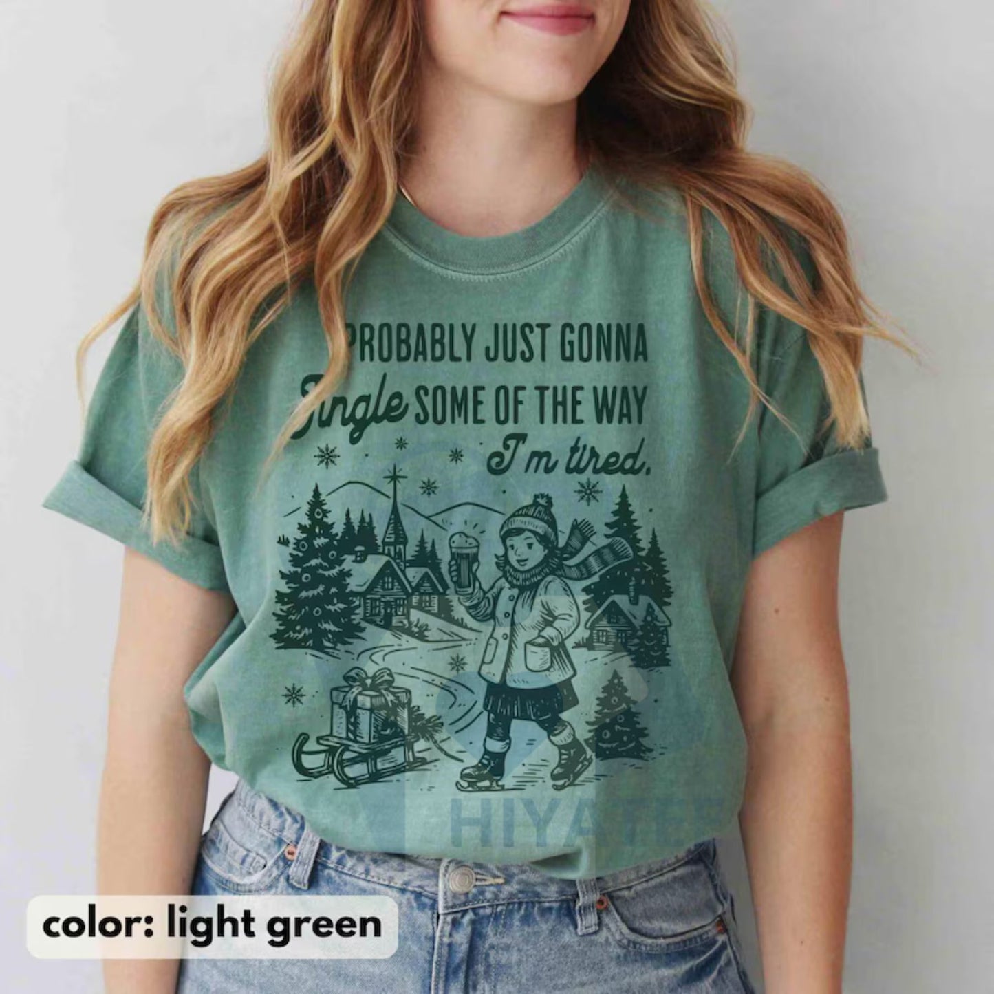 Funny Christmas Shirt – Comfort Colors "Probably Just Gonna Jingle Tired" Tee