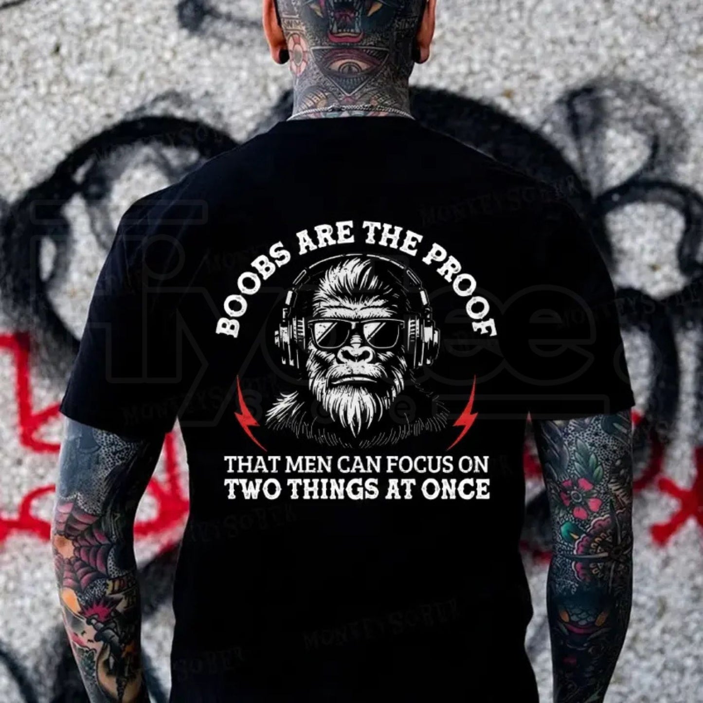 "Men Can Focus On Two Things" – Funny Sarcastic Monkey Graphic Top