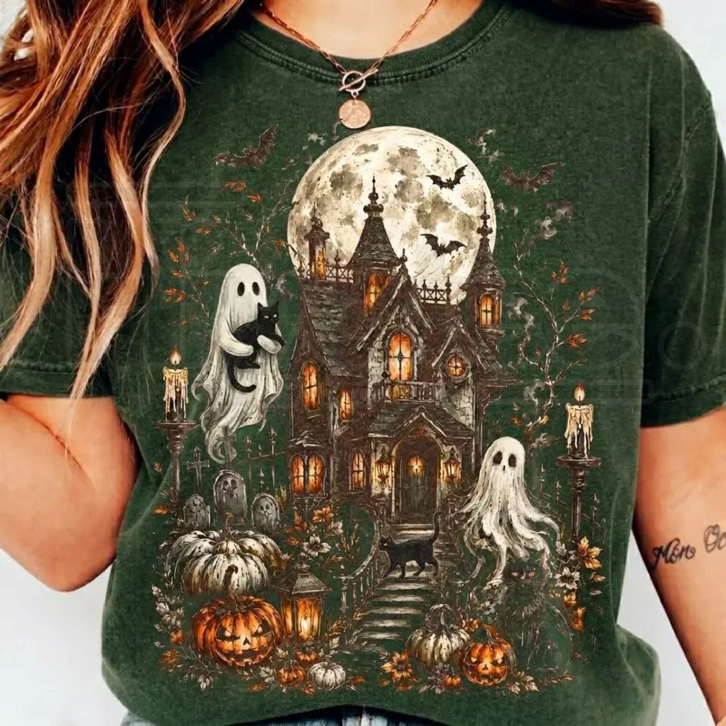 Haunted House Ghost Halloween Comfort Colors Shirt