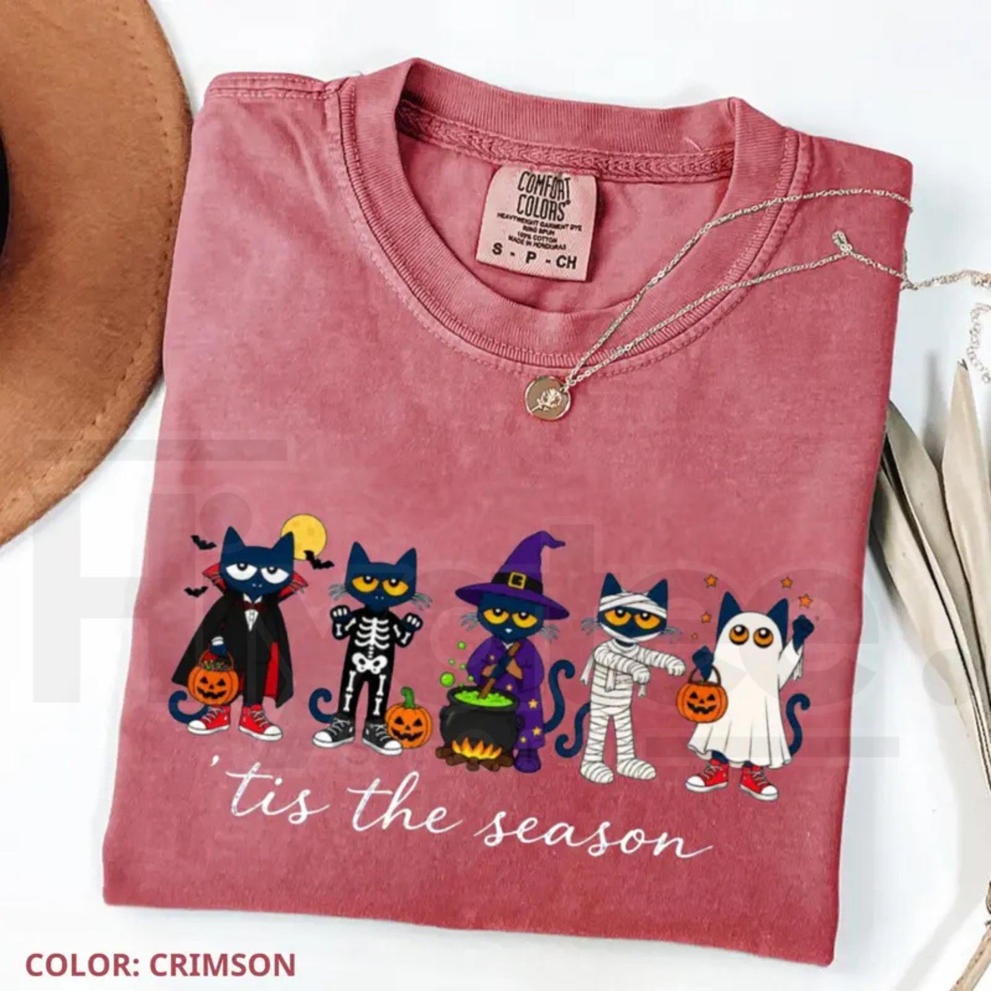 Pete the Cat Halloween Teacher Shirt Tis the Season Funny School Classroom Tee