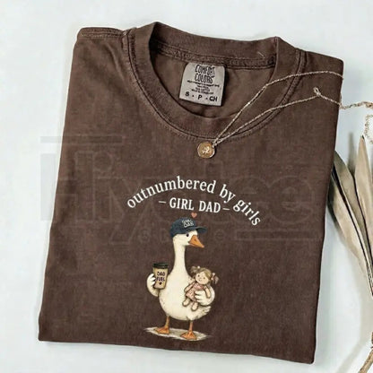 Comfort Colors Girl Dad Shirt – Funny Outnumbered By Girls Duck Graphic Tee