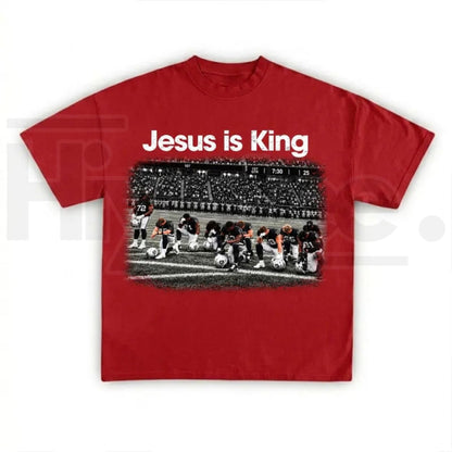 Jesus Is King Football T-Shirt – Retro Praying Team Graphic Tee