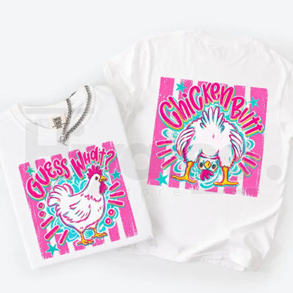 Guess What Chicken Butt Front & Back Shirt – Comfort Colors Trendy Women's T-Shirt, Cute Graphic Tee for Women