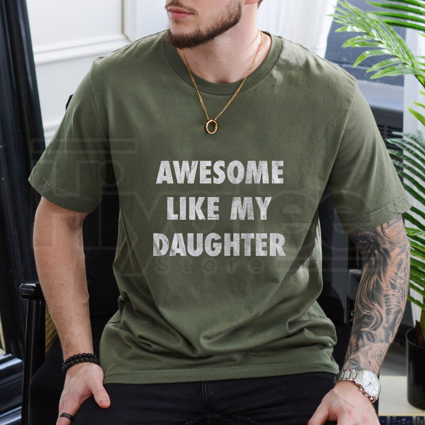 Awesome Like My Daughter T-Shirt – Funny Father’s Day Dad Graphic Tee, Sarcastic Dad Joke Apparel Cool Vintage Fashion Gift