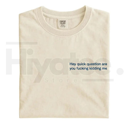 "Hey Quick Question Are You Kidding Me" Embroidered T-Shirt