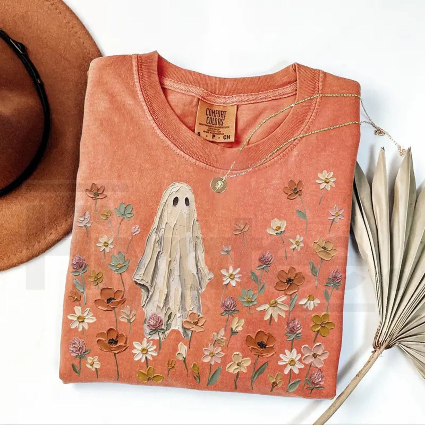 Comfort Colors Wildflowers Ghost Shirt Spooky Floral Botanical Tee