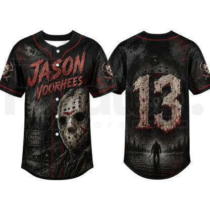 Horror Slasher Baseball Jersey – Classic Movie Characters Spooky Squad Shirt
