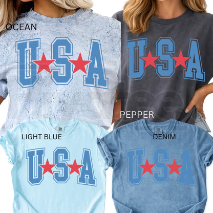 Comfort Colors® America 250 Years Shirt – Floral & Stripe USA 4th of July Graphic Tee