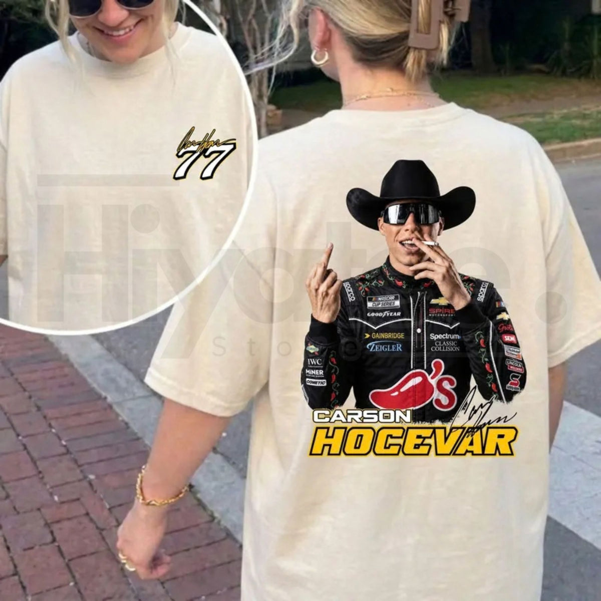 Carson Hocevar Fight T-Shirt – Vintage NASCAR Racing Graphic Tee #77