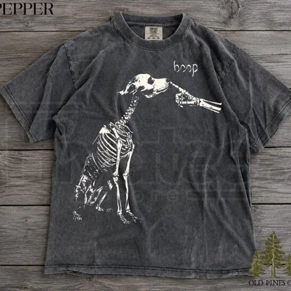Comfort Colors Dog Skeleton Funny Boop Halloween Tee