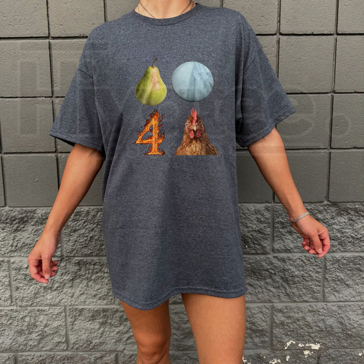 Pear-Shaped Planet Rooster T-Shirt – Funny Graphic Tee
