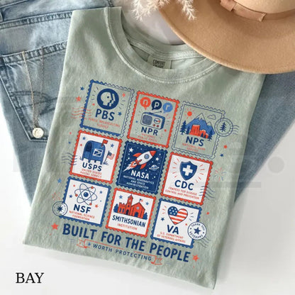 Comfort Colors Built for the People Shirt – Retro Democratic Institutions Stamp Tee, Vintage Leftist Protest Top