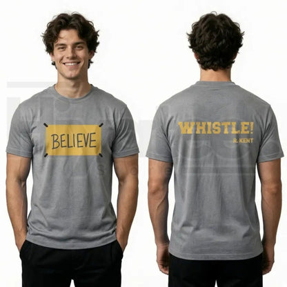 Men's Ted Lasso Believe T-Shirt – Motivational Whistle Backprint Graphic Tee
