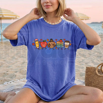 Comfort Colors Thanksgiving Teacher T-Shirt – Autumn Doodle Classroom Tee