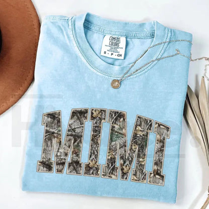 Comfort Colors® Custom Mama Chambray T-Shirt – Personalized Camo & Varsity Style Shirt