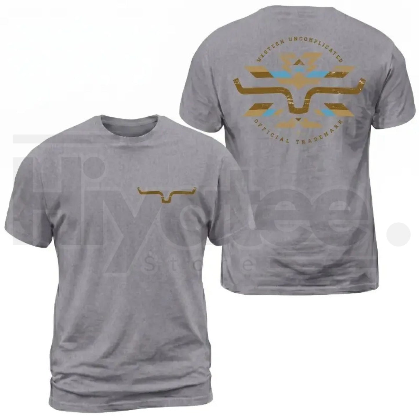 Kimes Ranch Horn Logo Aztec Print Graphic T-Shirt – Western Cotton Tee