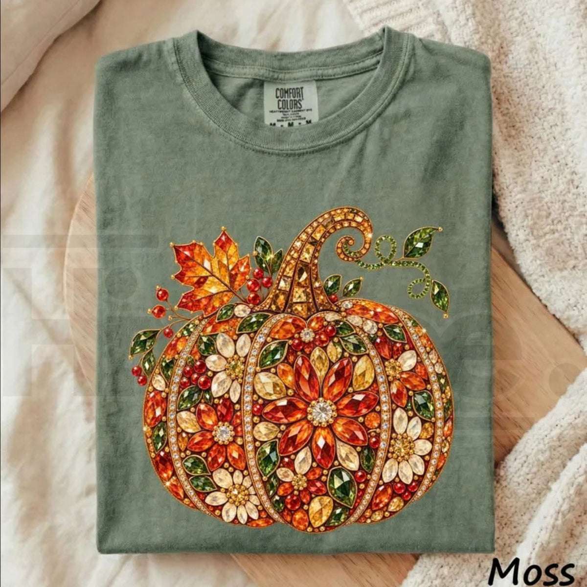 Comfort Colors Jeweled Rhinestone Pumpkin Halloween Tee