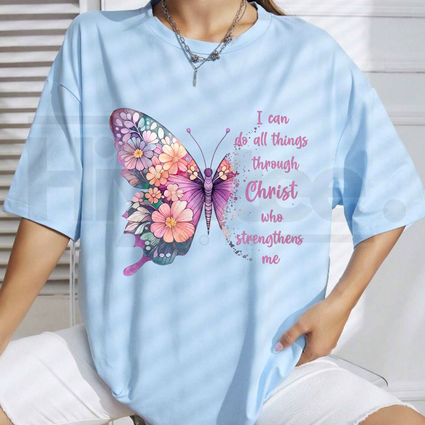 I Can Do All Things Through Christ Butterfly T-Shirt – Christian Faith Graphic Tee
